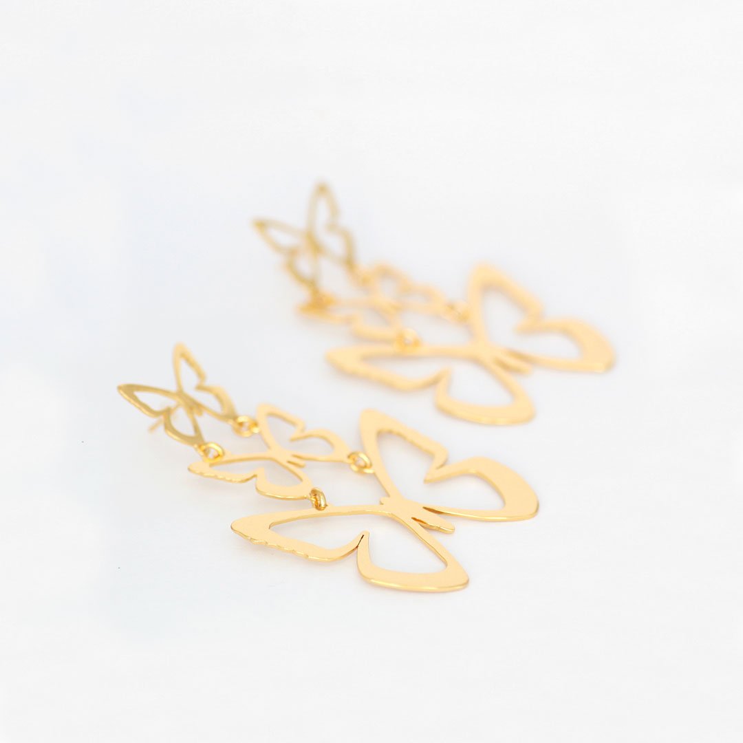 Aretes Triple Mariposa