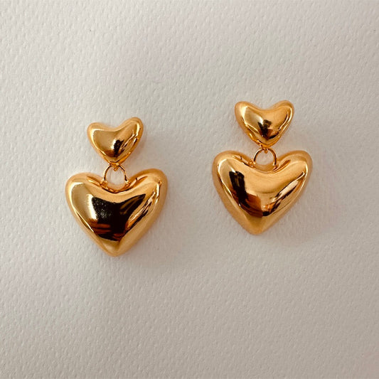 Aretes Corazón Latido Dobles